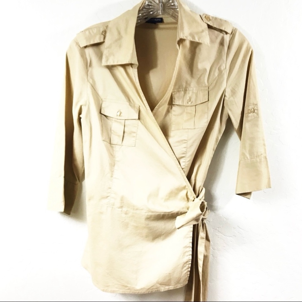 Boston Proper Tan Utility Blouse